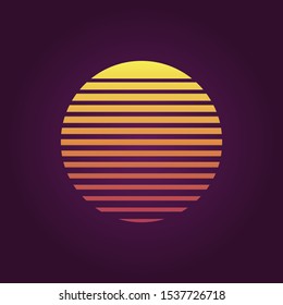 sunwave cosmos. Synthwave, cyberpunk Sun, Logotype or music cover, poster template
