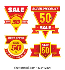 Suoer big sale - creative vector badges set. Discount 50% layout. Sign colllection. Special offer concept stickers. Abstract background. Creative flyer. Design elements. 