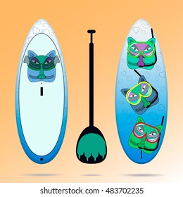 Sup board cartoon design.