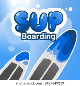 SUP boarding lettering. SUP board emblem, logo
