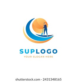 Configurar plantilla de logotipo de embarque. Letrero del logo de surf de remo