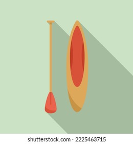 Sup kayak icon flat vector. Paddle board. Water beach