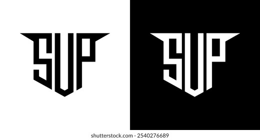 Projeto de logotipo de letra SUP com fundo branco no ilustrador, logotipo vetorial estilo de sobreposição de fonte alfabeto moderno, projetos de caligrafia para logotipo, cartaz, convite, etc.