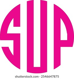 SUP Letter Monogram mehrfarbiges Logo Design mit weißem Hintergrund.