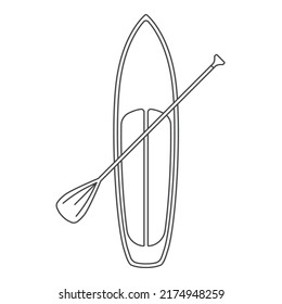 SUP (Stand Up Paddle) black outline- vector illustration