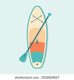 SUP (Stand Up Paddle) board and paddle icon - vector illustration