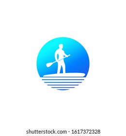 SUP, Stand up paddle surf board vector logo