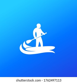 SUP, Stand up paddle surf board icon, vector