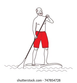 SUP. Stand Up Paddling. The old man