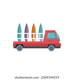 Sup surf truck icon flat vector. Paddle board. Water beach isolated