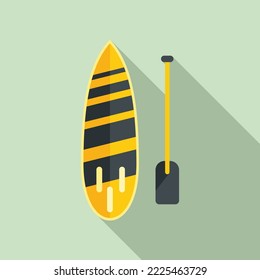 Sup surfboard icon flat vector. Board paddle. Lake surfer