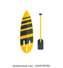 Sup surfboard icon flat vector. Board paddle. Lake surfer isolated