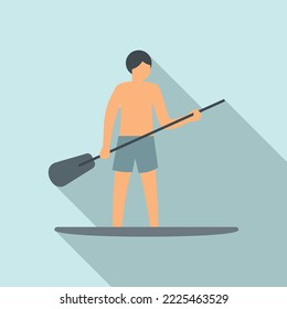 Sup surfer icon flat vector. Paddle board. Surf stand