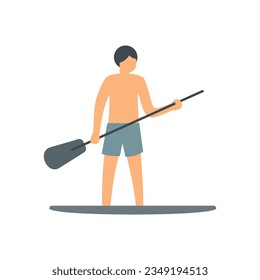 Sup surfer icon flat vector. Paddle board. Surf stand isolated