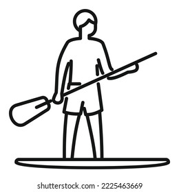 Vector de contorno de icono de surfer. Cartel de remo. Surf stand