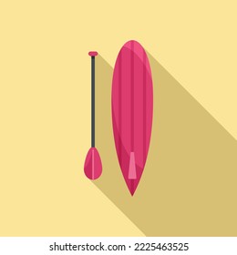 Sup surfing icon flat vector. Paddle board. Surf stand