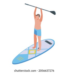 Sup surfing icon. Isometric of sup surfing vector icon for web design isolated on white background