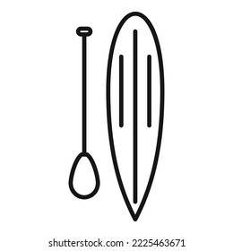 Sup surfing icon outline vector. Paddle board. Surf stand