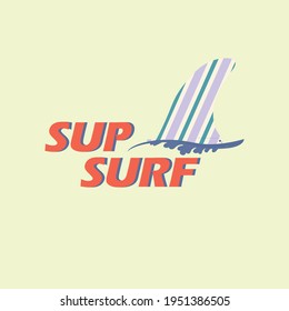 Sup surfing logo in retro style.