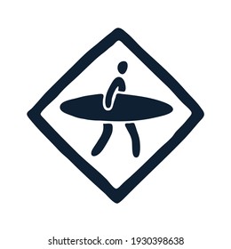 SUP or surfing logo. Summer water sport sign, badge, sticker, print or a t-shirt design. Vector illustration.