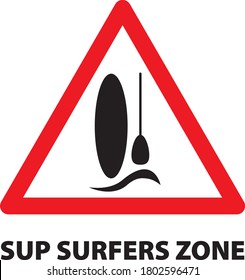 Sup surfing. Paddle board sign, icon or symbol in vector. Simple and easily understandable illustration. Sup surfers zone.