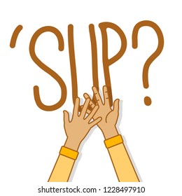 Sup What's Up Vector Illustration in Flat Line Art Style