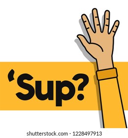 Sup What's Up Vector Illustration in Flat Line Art Style