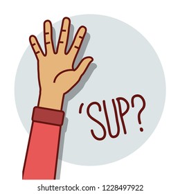 Sup What's Up Vector Illustration in Flat Line Art Style
