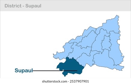 Supaul sub-district map ,Supaul District, Bihar State, Republic of India, Government of Bihar, Indian territory, Eastern India, politics, village, tourism