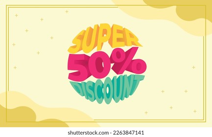 Super 50 Prozent Rabatt Hintergrund Vorlage Kopienraum für Produktwerbung Poster