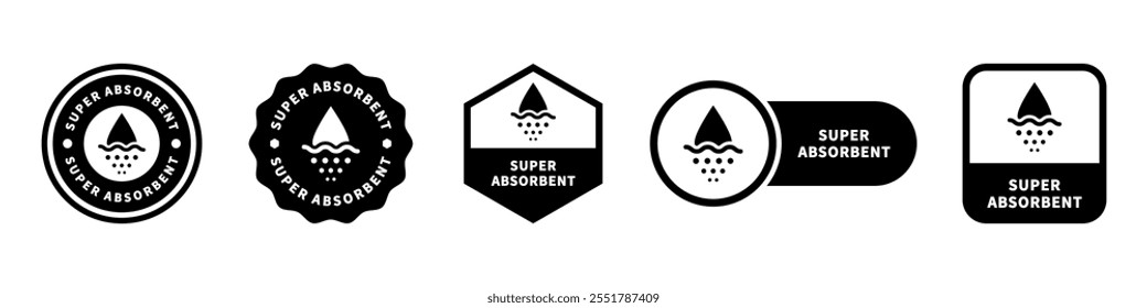 Super Absorbent - vector signs for product information label.