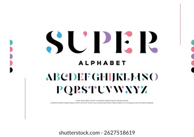 Super Abstract modern thin line font alphabet. Technology digital neon fonts and numbers. Typography typeface uppercase number. vector illustration	