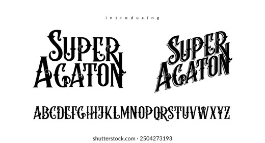 Super Agaton is Elegant Font Uppercase Lowercase and Number. Classic Lettering Minimal Fashion Designs. Typography modern serif fonts regular decorative vintage concept. vector illustration