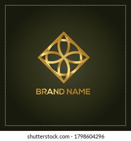 diseño de logotipo floral de forma geométrica de oro súper impresionante para marca en vector ilustrador