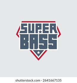 Super Bass Logo. Heroic Music Emblem. Bass Power Icon. Geometric Emblem for DJ, EDM, and Audio Branding.