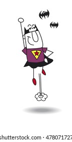 Super Bat-boy es un superhéroe. Está volando como un cohete