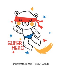 super bear drawing as vector for tee print