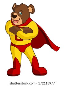 super bear in yellow red cloth