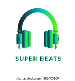 Super beats headphones illustration. National Radio Day Theme. Gradient colored illustration
