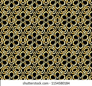 Super Beautiful seamless black and gold flower ornament Vector illustration. Abstract.