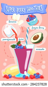 super berry smoothie with avocado vector illustration