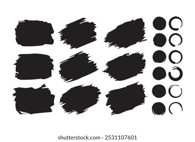 Super Big Collection of black paint, ink brush strokes.Hand drawn doodle design elements, black on white background. Swishes, swoops, emphasis, Arrow, crown, brush stroke.Vector illustration