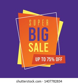 Super big sale banner. Promotion square banner on purple background