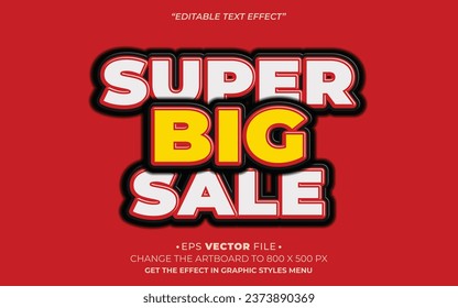 Super Big sale editable 3d text effect vector template use for business brand,flyer and advertising social media