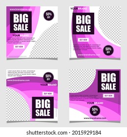 Super Big Sale social media post banner template, editable promotion vector background with photo collage