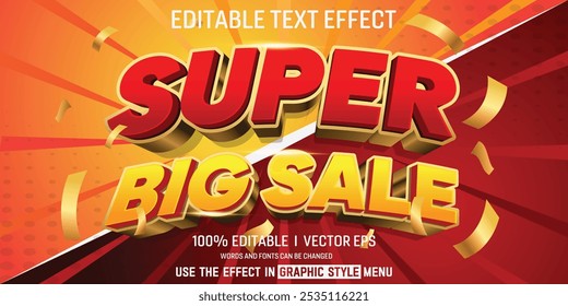 efeito de texto vetor venda super grande com design de estilo moderno