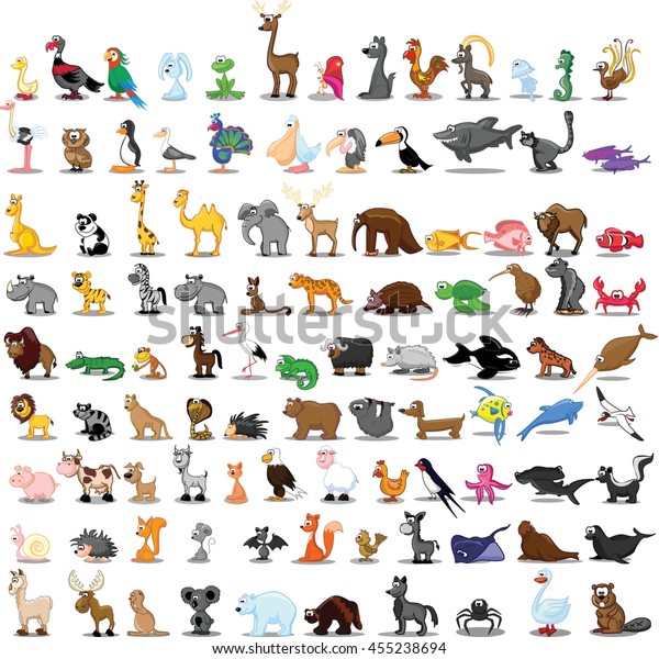 Super Big Set Different Animals Stock Vector (Royalty Free) 455238694 ...