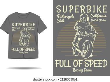 Super bike full of speed silhouette t shirt design
