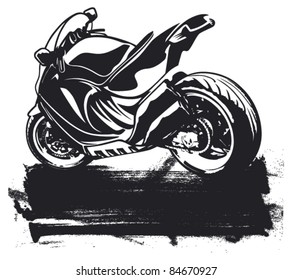 super bike with grunge banner