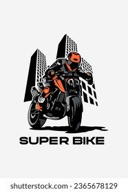 super bike racer Logo design Vector